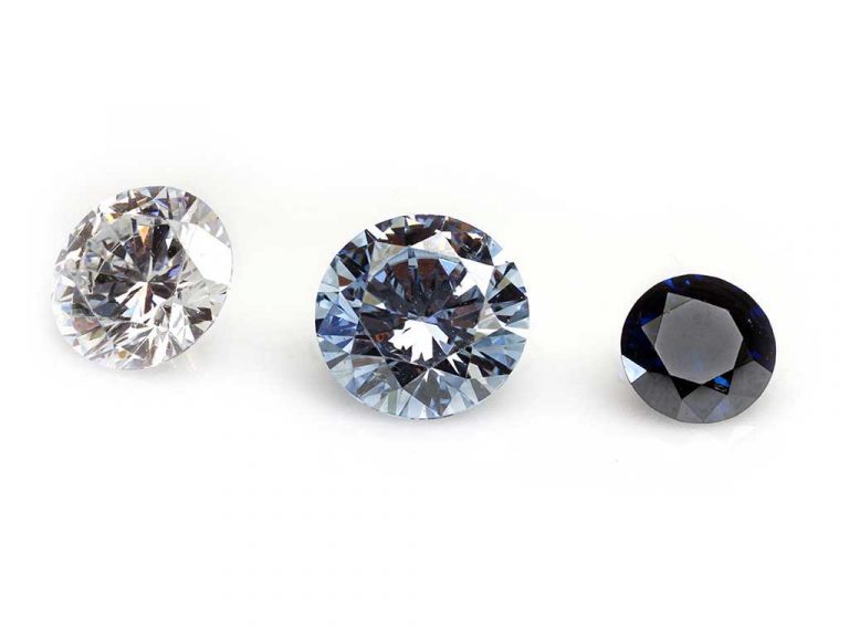 3 diamonds from ashes - due to boron, cremation diamonds are dark blue to colourless